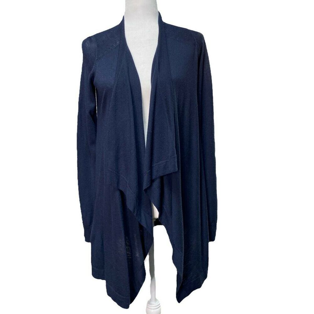 VINCE | sz XS Women's Navy Lightweight Drape Front Wool Blend Long Cardigan